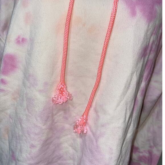 Women’s Pink Tie-dye Oversized Crop Hoodie Size Large Relaxed Comfort Casual - Picture 3 of 11